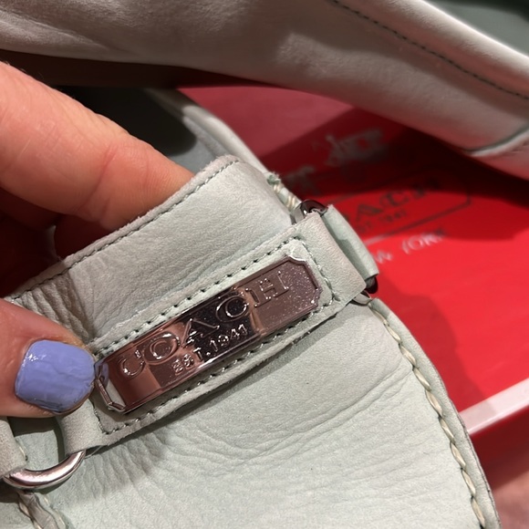 Coach Felisha Nubuck Chalk Flat Loafer Mint 10 - Picture 4 of 8